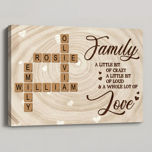A Whole Lot Of Love - Personalized Family Crossword Poster / Canvas