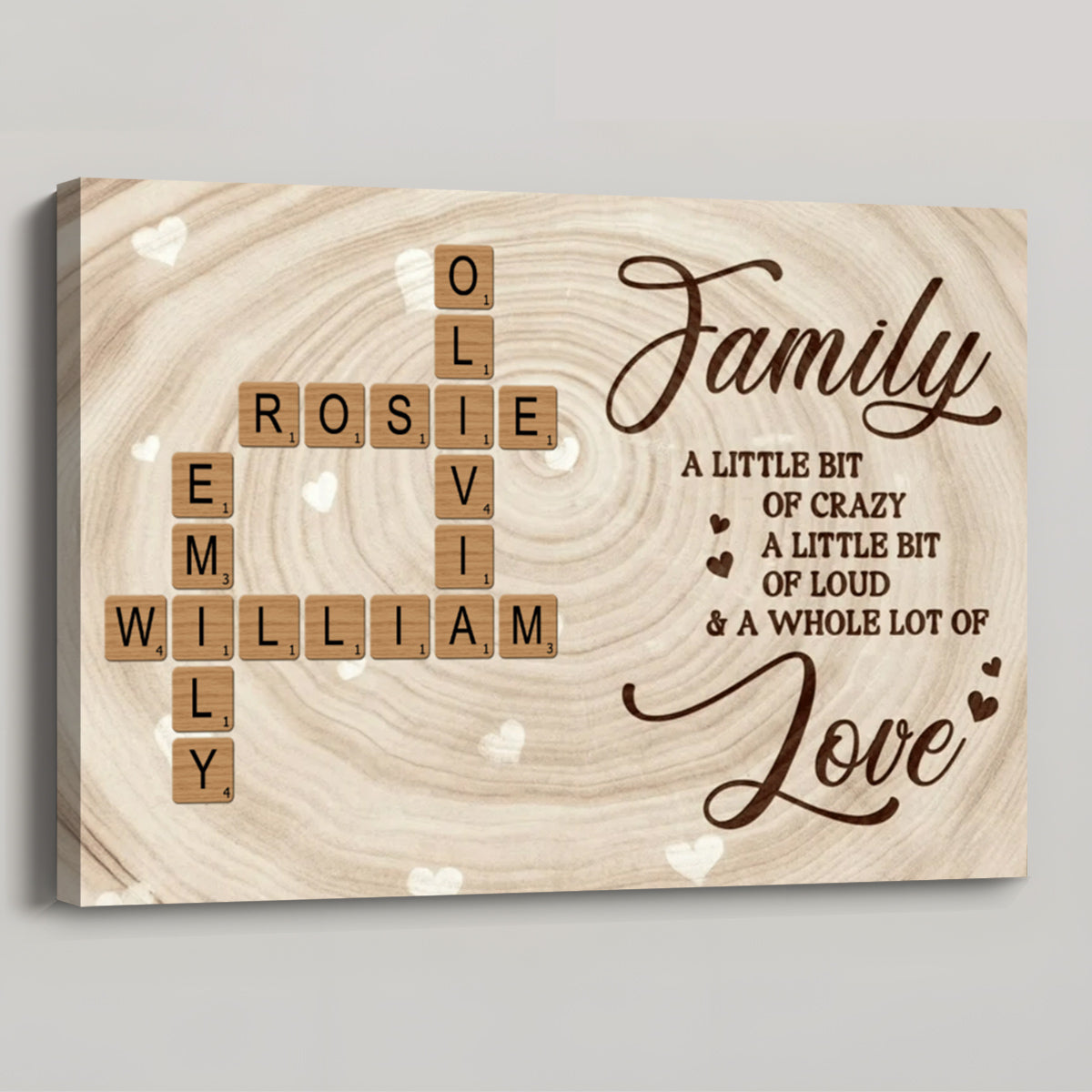 A Whole Lot Of Love - Personalized Family Crossword Poster / Canvas
