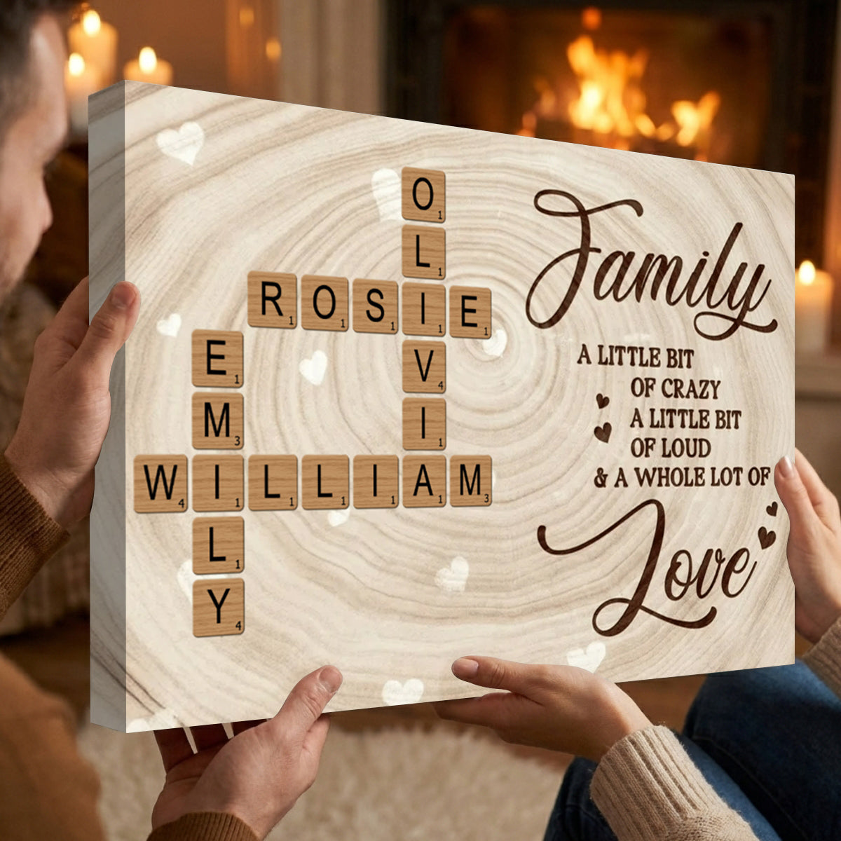 A Whole Lot Of Love - Personalized Family Crossword Poster / Canvas