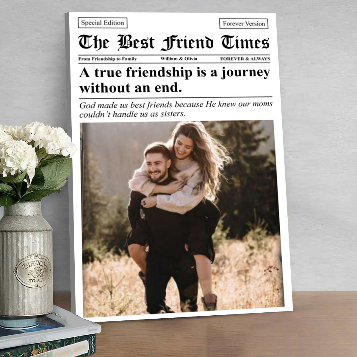 Newspaper The BFF Times - Personalized Custom Photo Poster / Canvas
