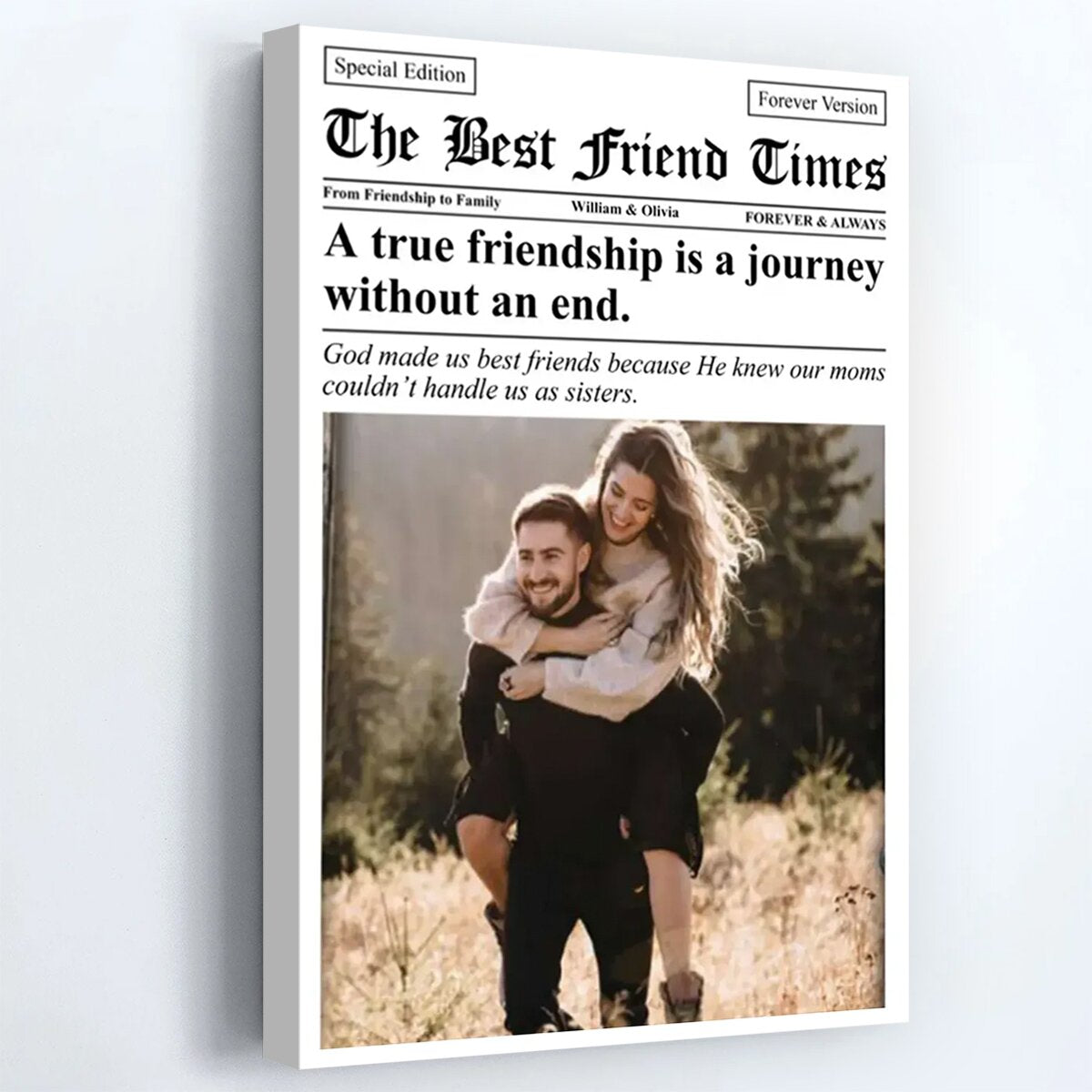 Newspaper The BFF Times - Personalized Custom Photo Poster / Canvas