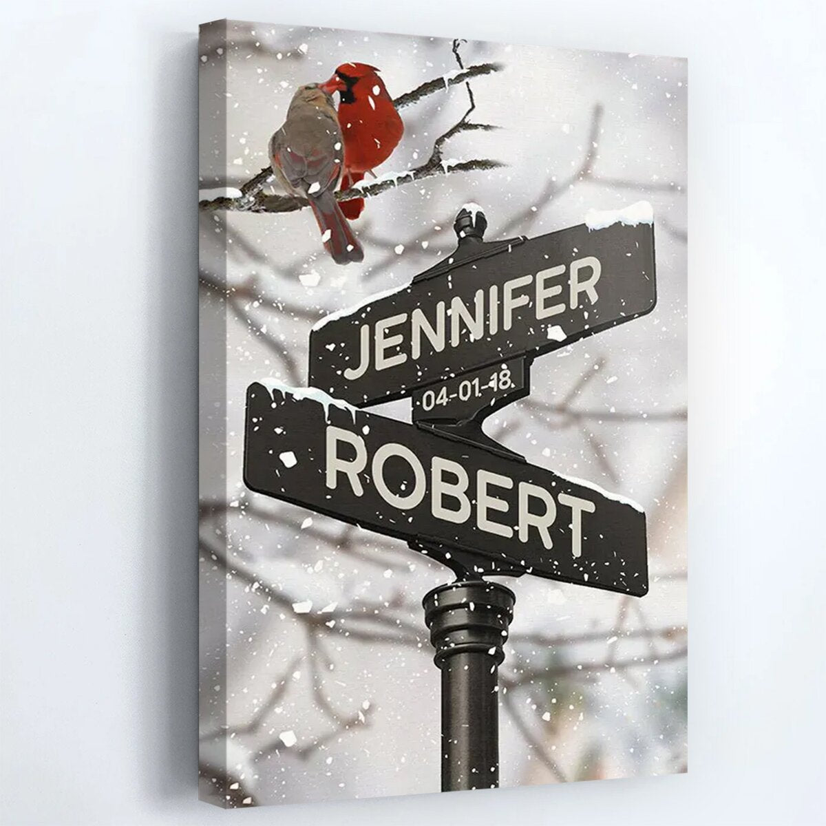 Personalized Cardinal Street Sign Canvas / Poster - Custom Wedding Gift for Husband & Wife