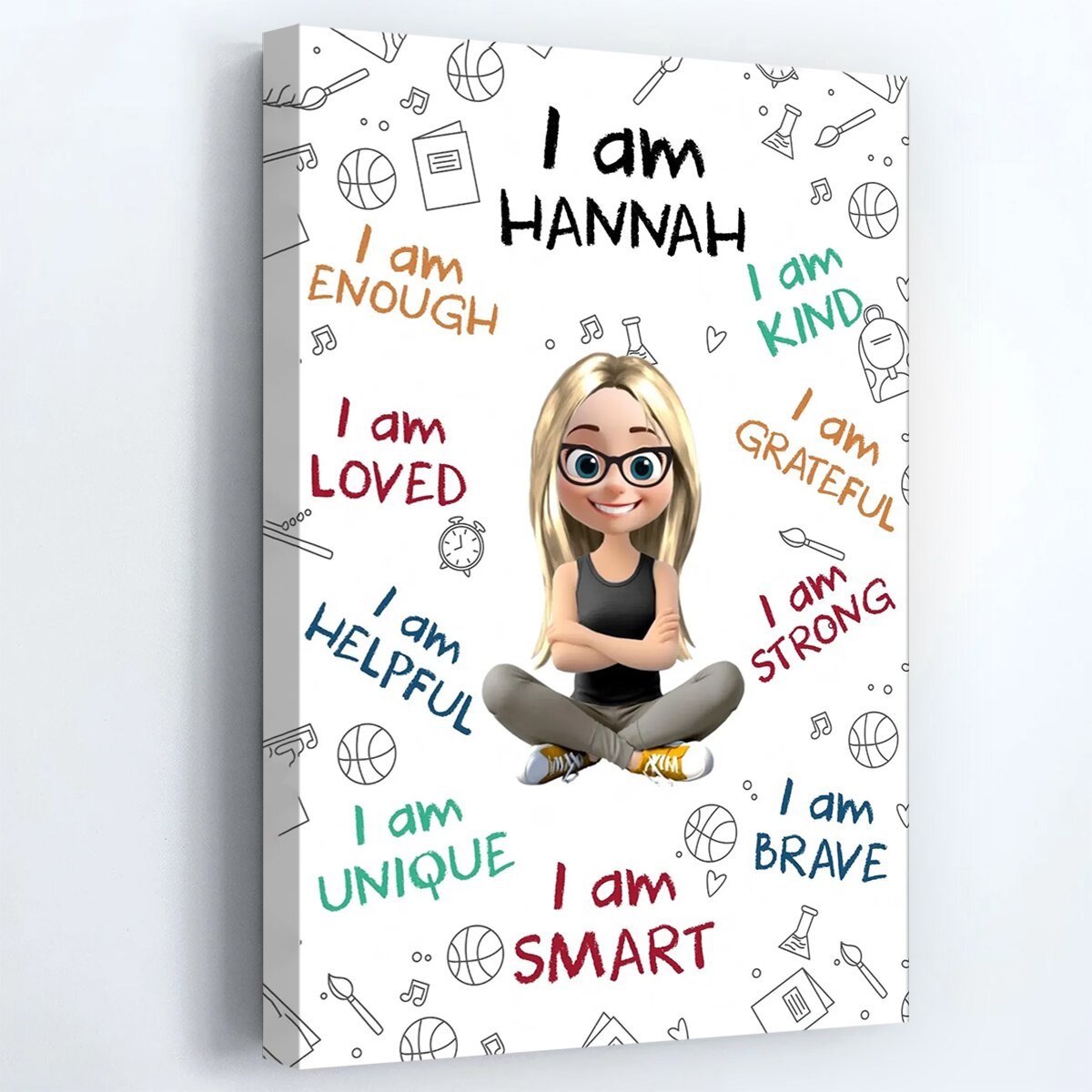 I Am Brave Strong Smart Loved - Personalized Custom Affirmation Poster / Canvas