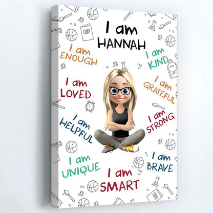 I Am Brave Strong Smart Loved - Personalized Custom Affirmation Poster / Canvas
