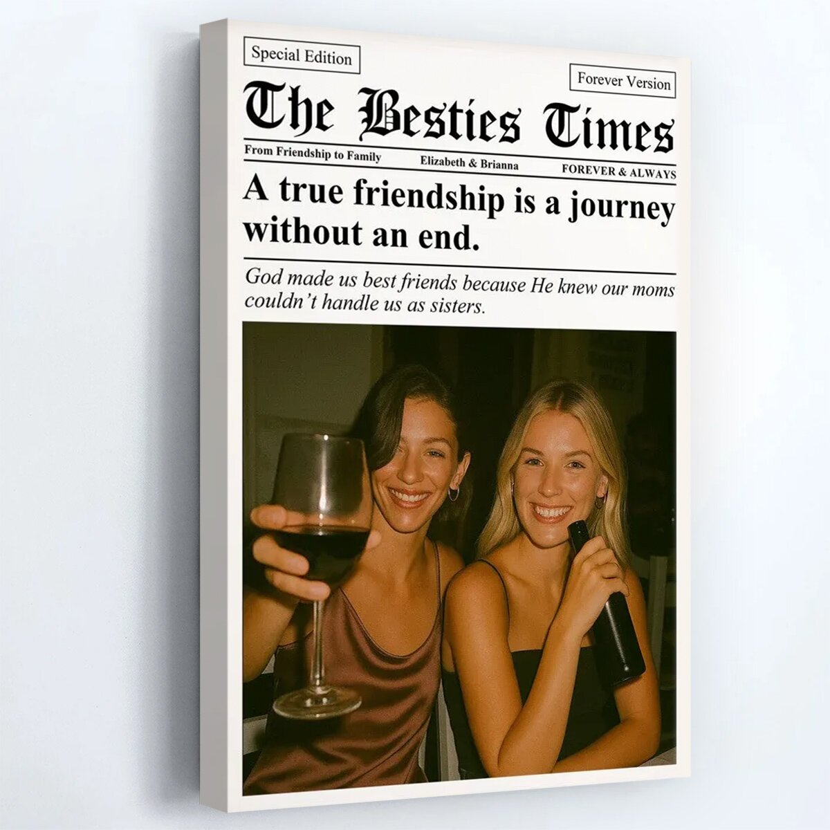 Newspaper The BFF Times - Personalized Custom Best Friend Photo Poster / Canvas