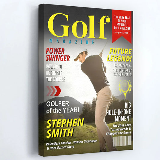 Personalized Custom Golf Magazine Cover Canvas / Poster - Unique Gift for Golf Lovers & Coaches