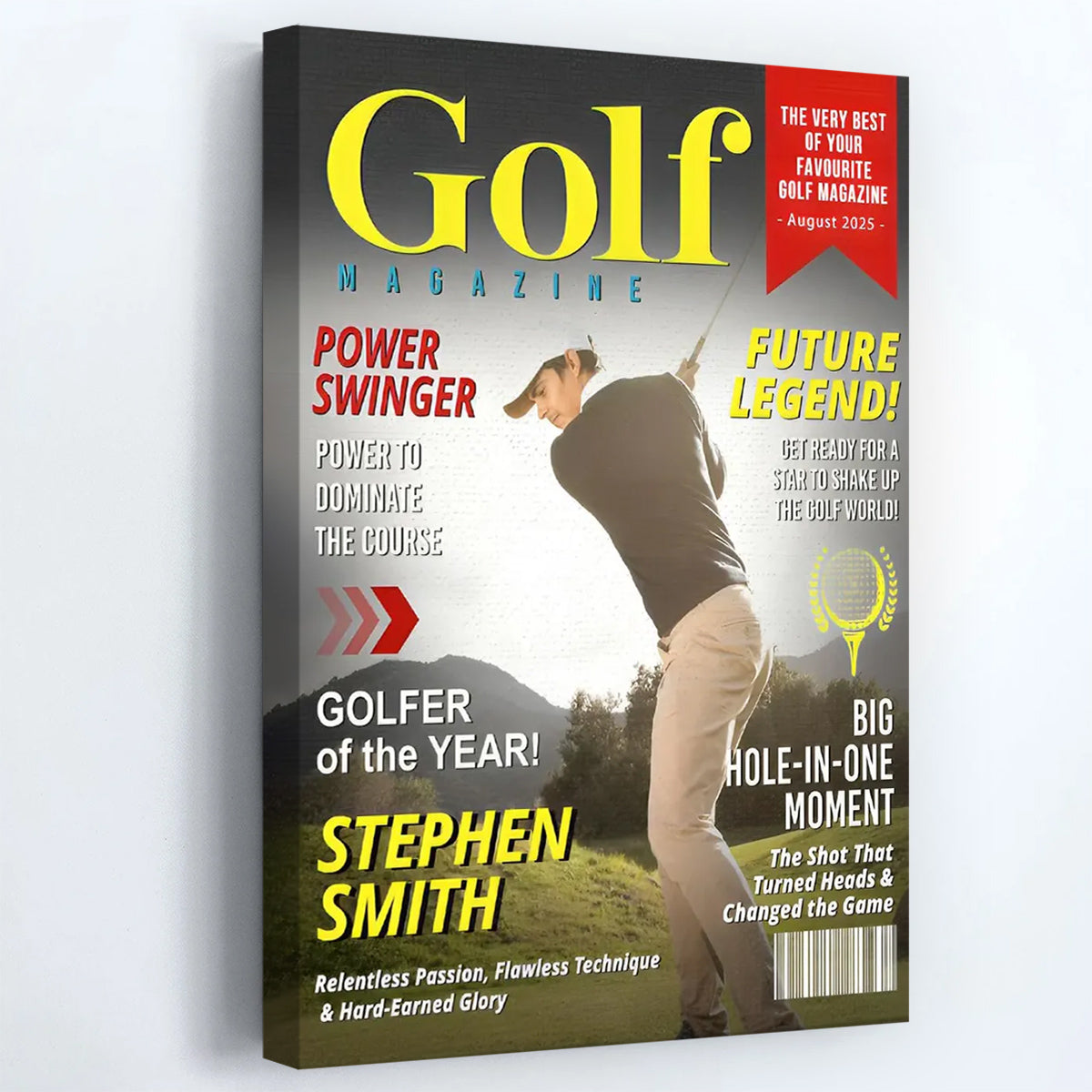 Personalized Custom Golf Magazine Cover Canvas / Poster - Unique Gift for Golf Lovers & Coaches