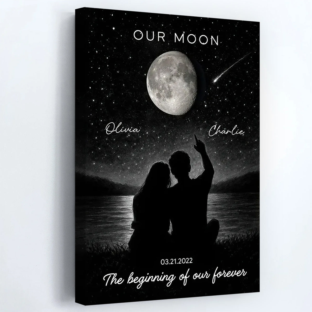 Personalized Night Sky Couple Moon Phase Poster / Canvas - Custom Valentine's Day Gift