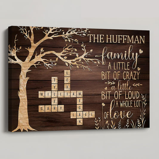 Personalized Family Name Crossword Canvas / Poster - Custom Home Wall Art Decor