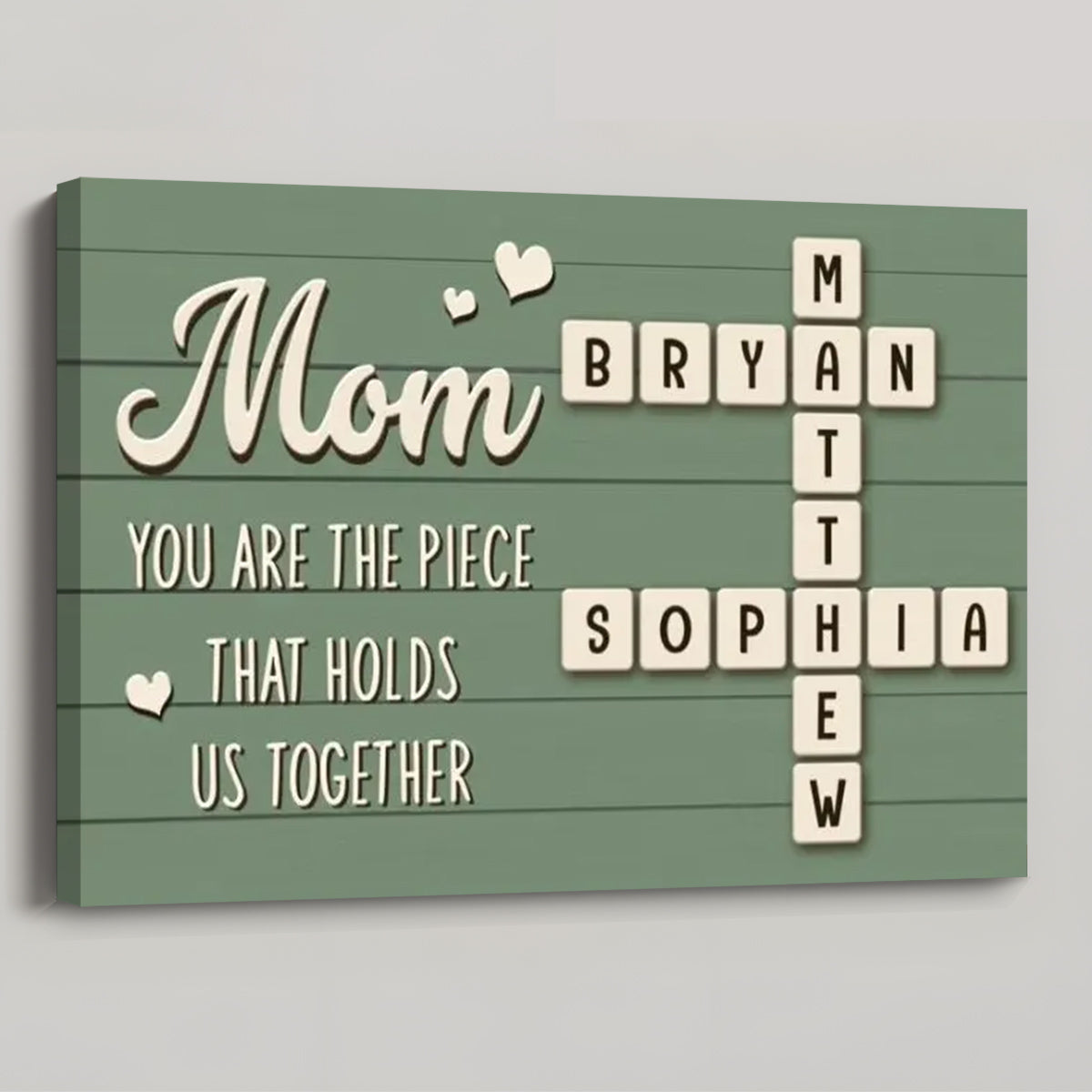Mom The Piece That Holds Us Together - Personalized Family Crossword Poster / Canvas