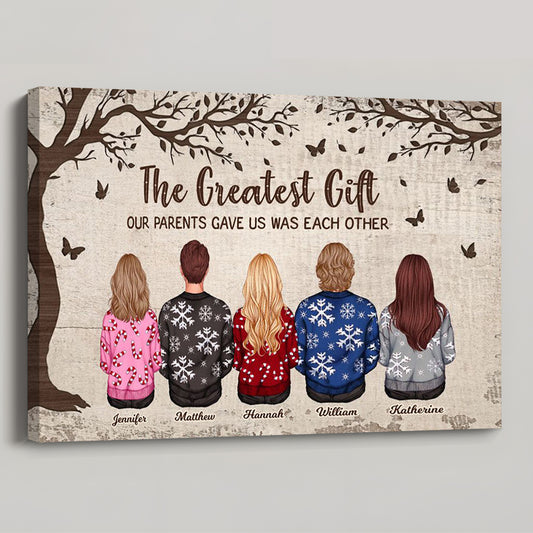 Personalized Siblings Christmas Poster / Canvas - Custom Brothers and Sisters Gift
