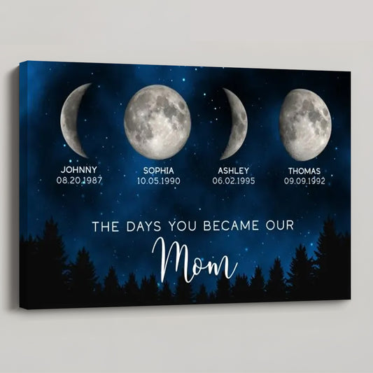 The Days You Became Our Mom - Personalized Galaxy Night Birthday Moon Phase Poster / Canvas