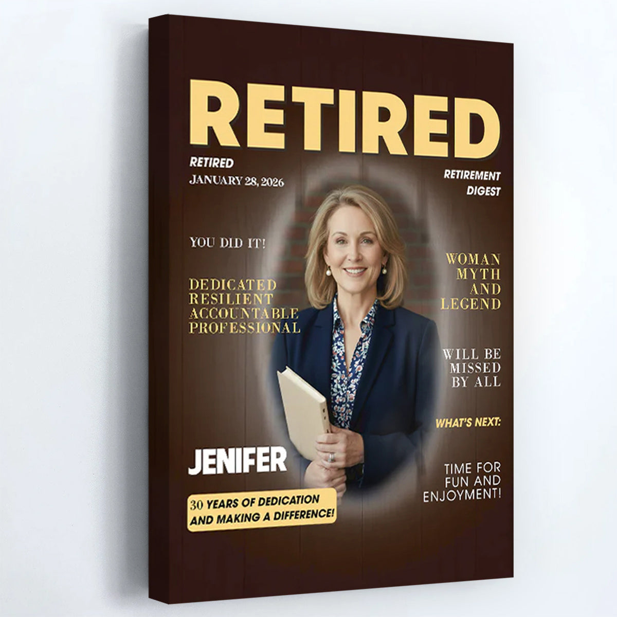 Personalized Custom Photo Retired Magazine Poster / Canvas Prints - Custom Retirement Gift