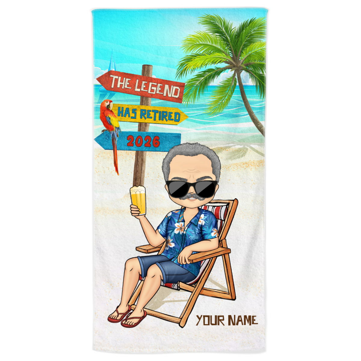 The Legend Has Retired - Personalized Beach Towel