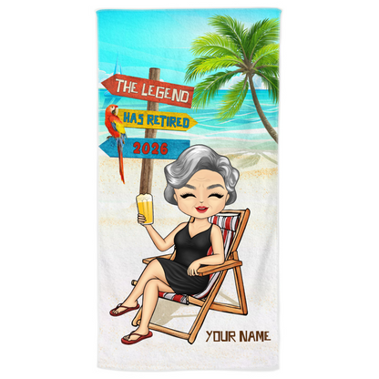 The Legend Has Retired - Personalized Beach Towel