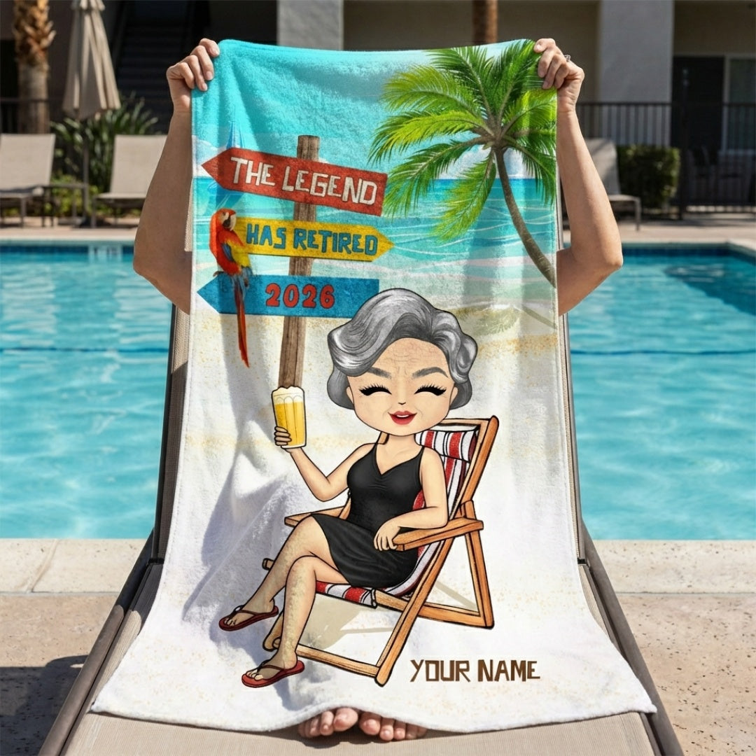 The Legend Has Retired - Personalized Beach Towel