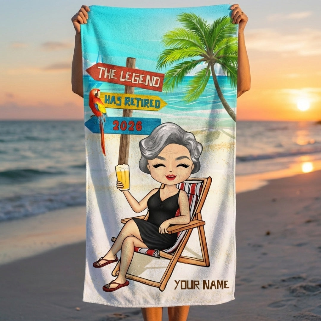 The Legend Has Retired - Personalized Beach Towel