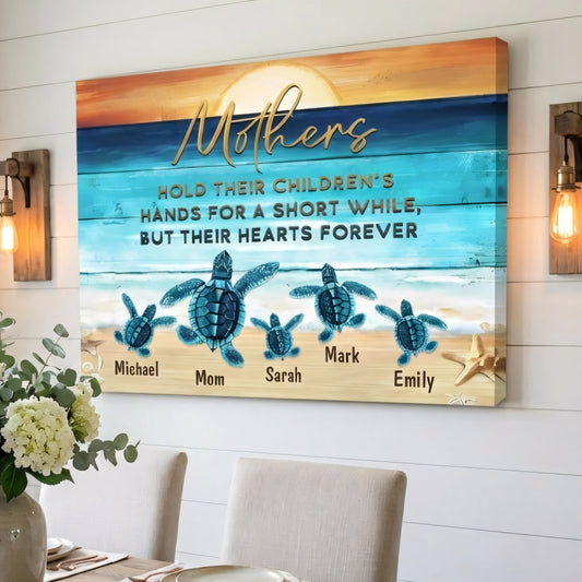 Personalized Beach Sea Turtles Name Canvas / Poster - Custom Mother’s Day Gift
