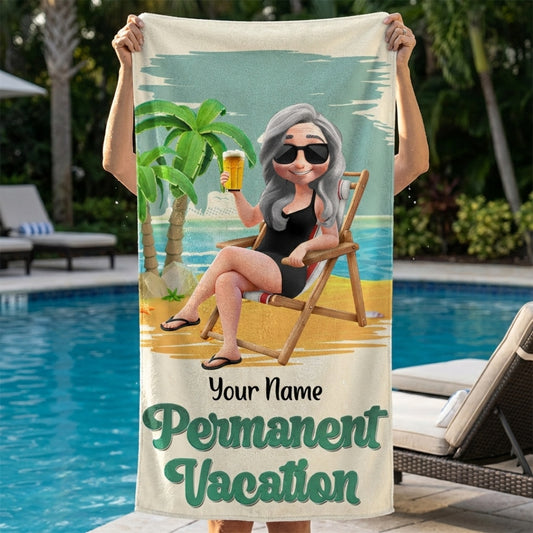 Retirement Plan Permanent Vacation - Personalized Beach Towel