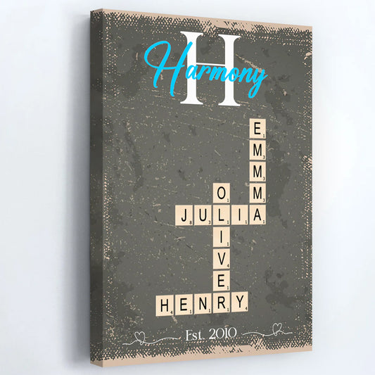 Personalized Family Name Crossword Puzzle Poster / Canvas - Custom Gift For Family