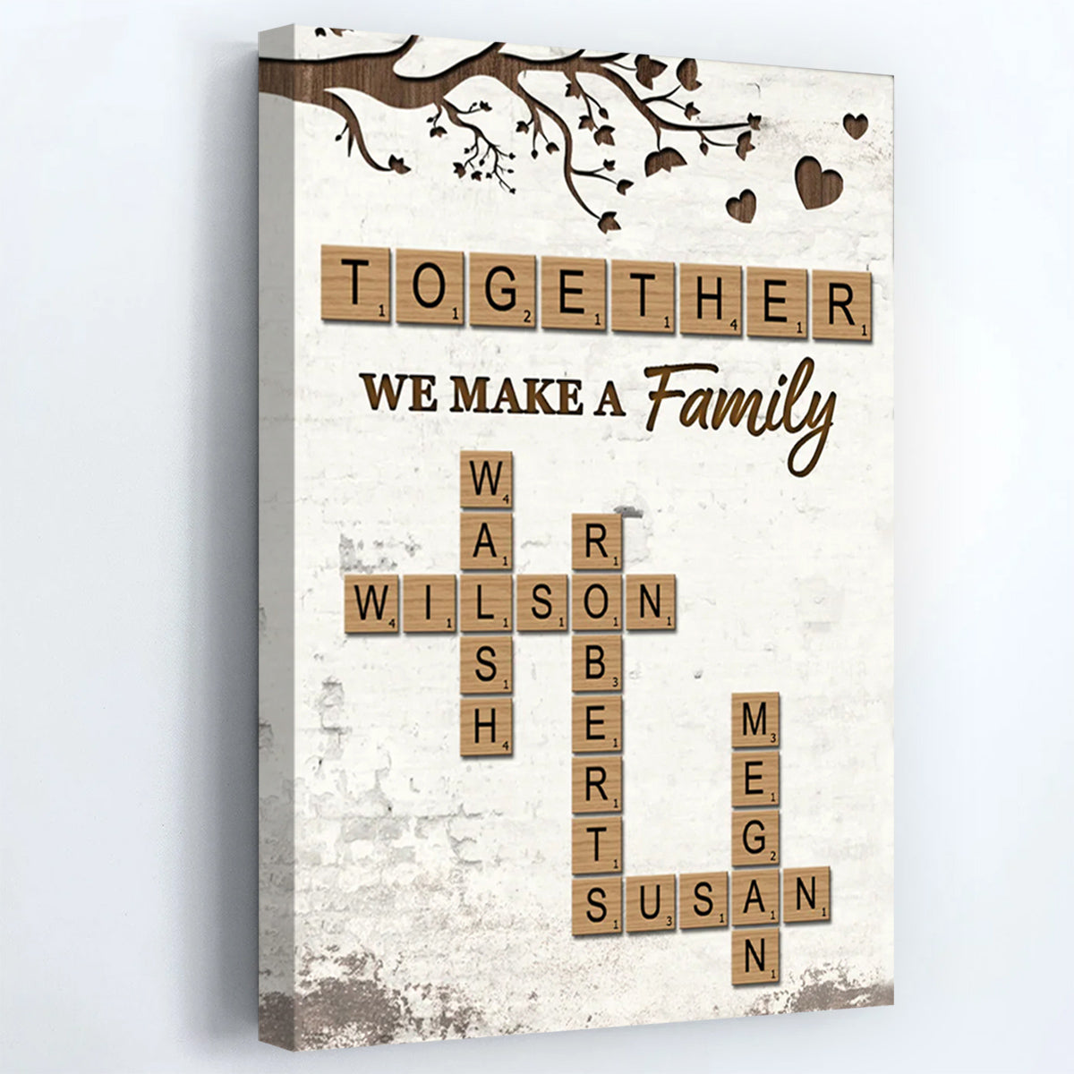 Together We Make A Family - Personalized Crossword Puzzle Art Poster / Canvas