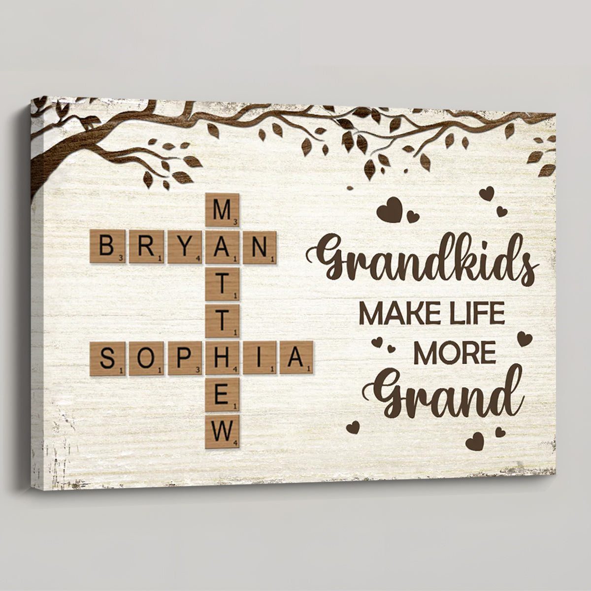 Grandkids Make Life More Grand - Personalized Crossword Puzzle Art Poster / Canvas