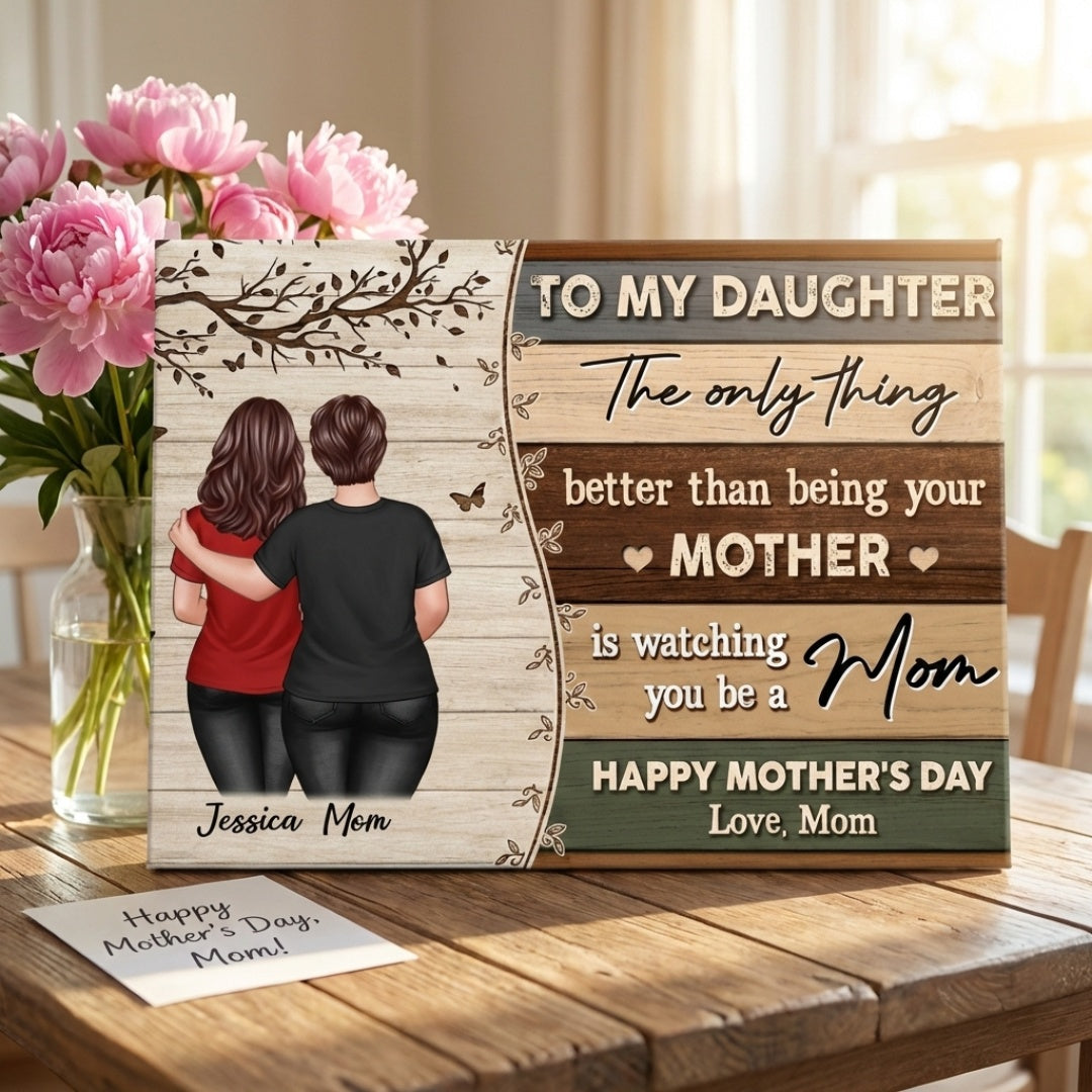 To My Daughter From Mom Happy Mother's Day - Personalized Colorful Pallets Texture Poster / Canvas