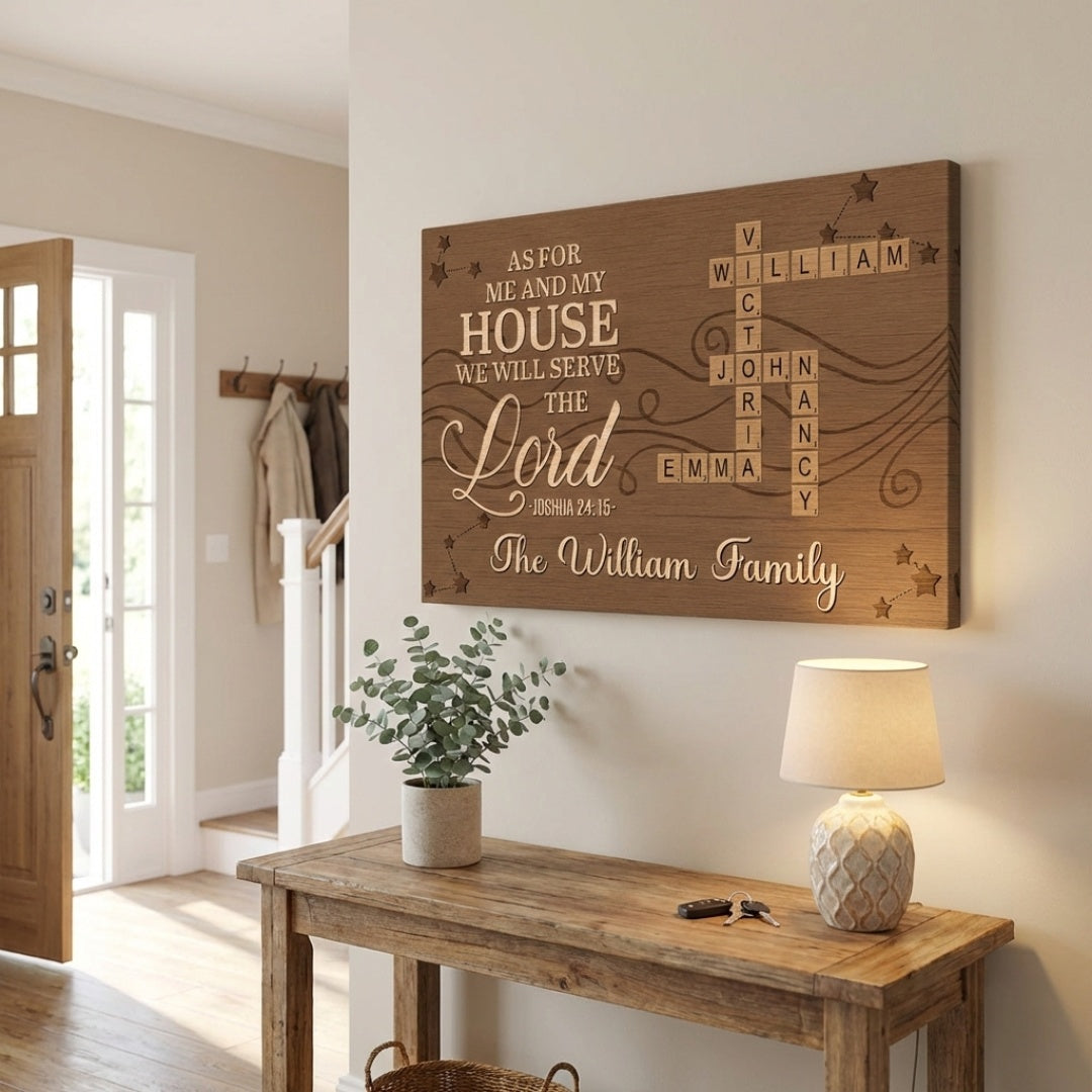As For Me And My House We Will Serve The Lord  - Personalized Customized Crossword Puzzle Canvas / Poster