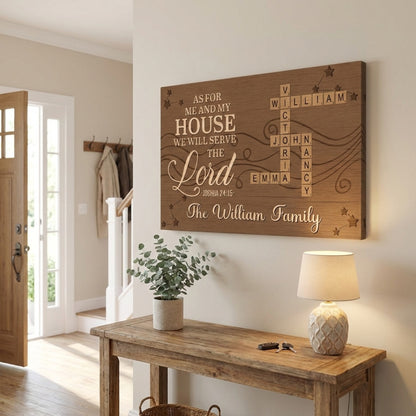 As For Me And My House We Will Serve The Lord  - Personalized Customized Crossword Puzzle Canvas / Poster