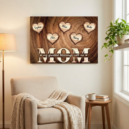 Personalized My Greatest Blessings Call Me Mom Canvas / Poster - Custom Mother’s Day Gift For Mom