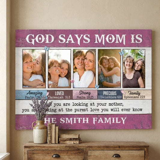 God Says Mom Is - Personalized Custom Photo Canvas / Poster