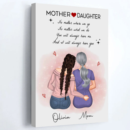 Mother Daughter Bonding - Personalized Custom Hearts Poster / Canvas