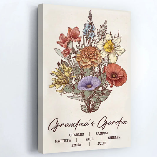 Grandma's Garden - Personalized Family Birth Flower Poster / Canvas