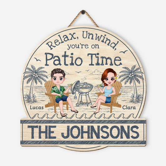 Personalized “Relax & Unwind” Wood Sign - Summer Patio Gift for Couples