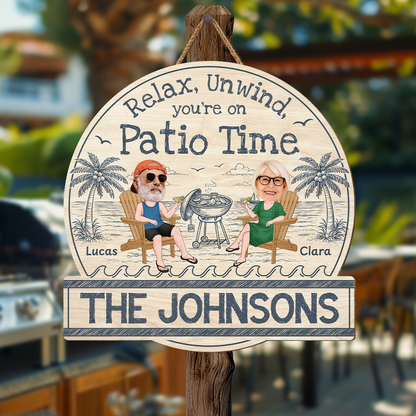 Personalized “Relax & Unwind” Wood Sign - Summer Patio Gift for Couples