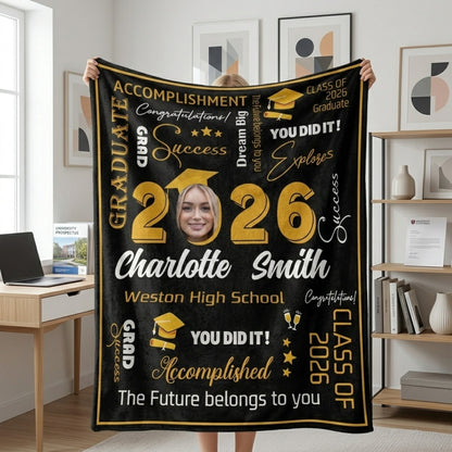 Personalized Custom Photo & Name Blanket - Gift Ideas For Graduate