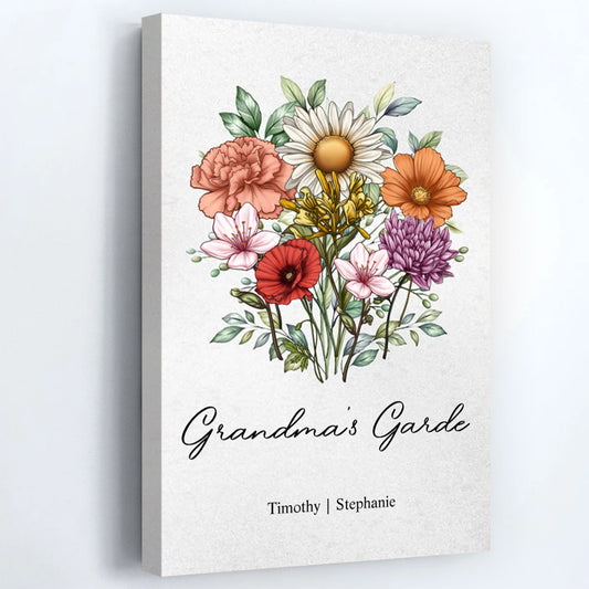 Personalized A Bunch Of Flowers Poster / Canvas - Gift For Grandma And Mom