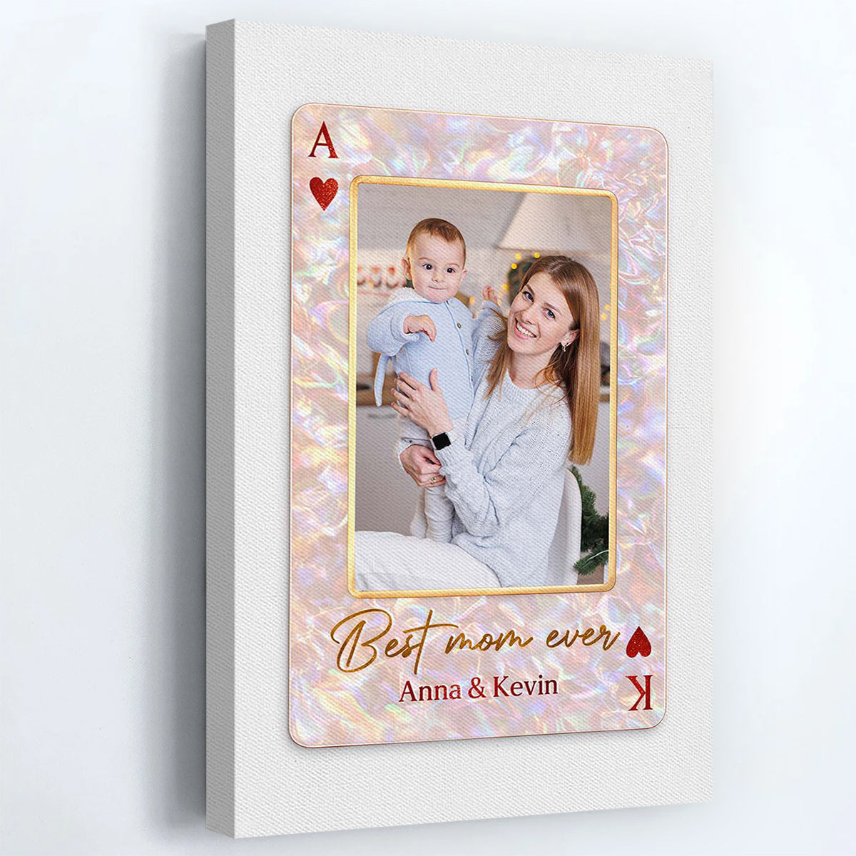 Personalized Custom Playing Card Photo Canvas / Poster - Gifts For Mom/Dad