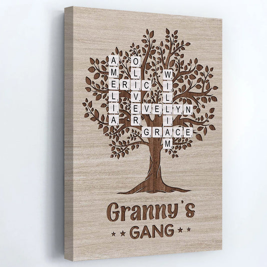 Personalised Crossword Puzzle Canvas / Poster - Gift for Granny/Grandad