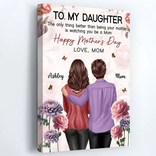 “To My Daughter” Birth Month Flower Poster / Canvas - Personalized Floral Wall Art in Pink Tone