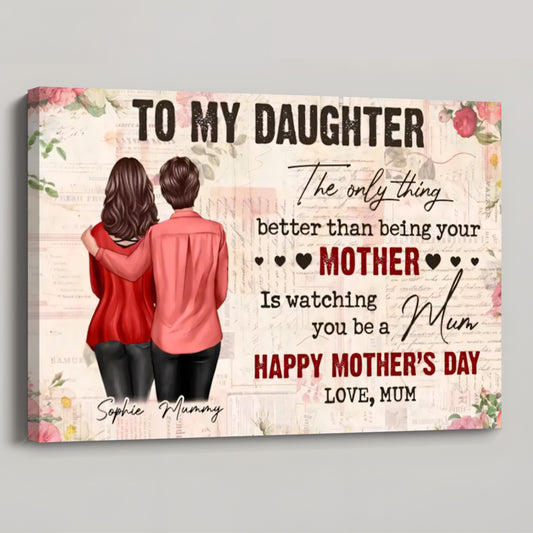 To My Daughter From Mum Vintage Floral Newspaper - Personalized Canvas / Poster