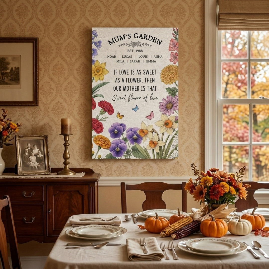 Personalised Granny/Mum's Garden Canvas / Poster - Custom Gift for Mothers Day