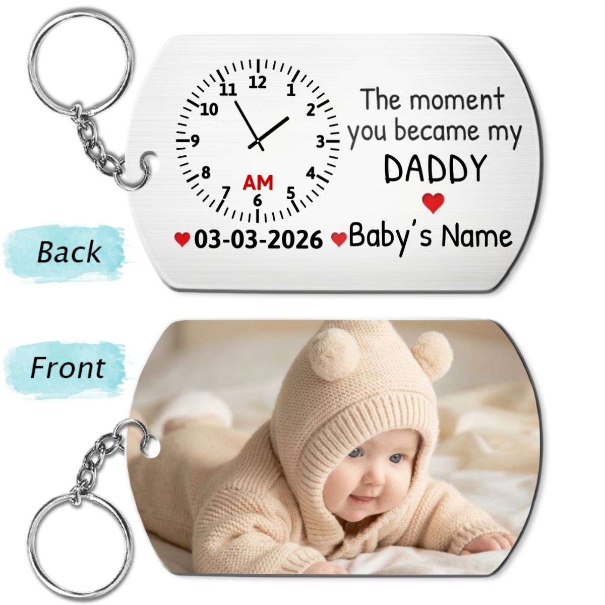 Custom Photo The Moment You Became My Mommy - Personalized Keychain