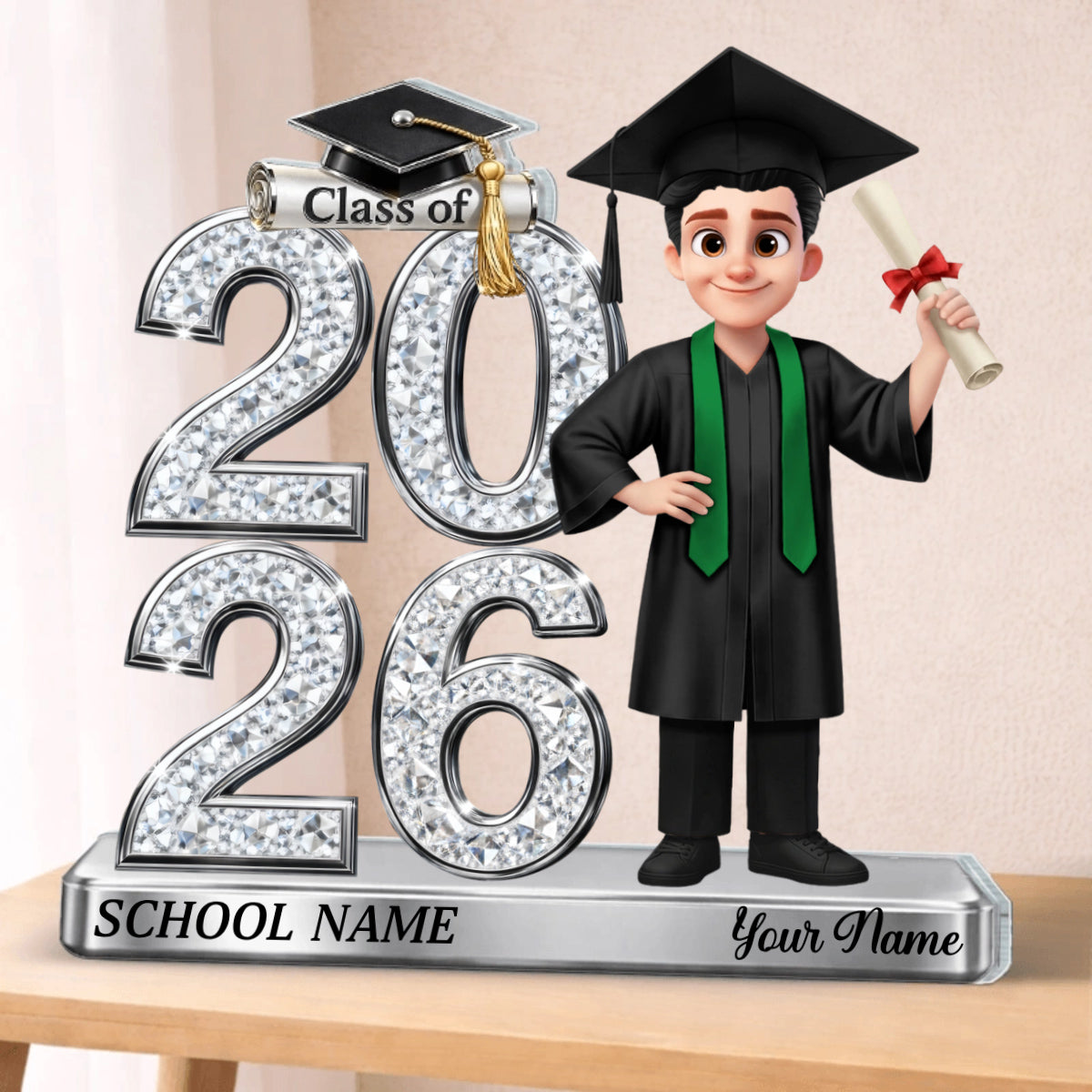 Crystal Effect Graduation Man & Woman - Personalized Plaque