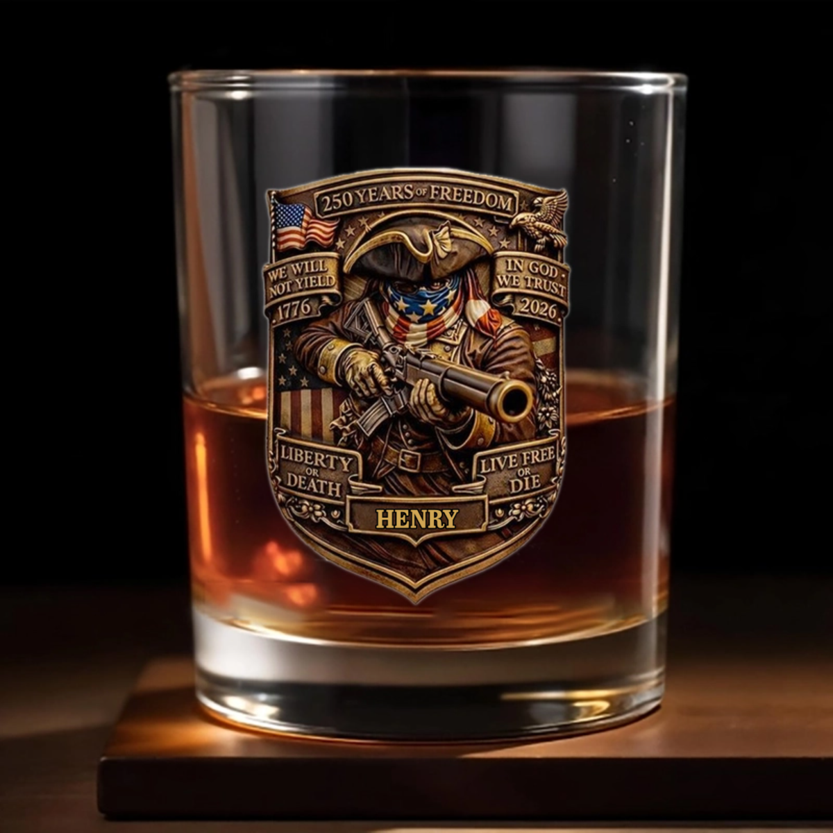Personalized Whiskey Glass - 250 Years of Freedom
