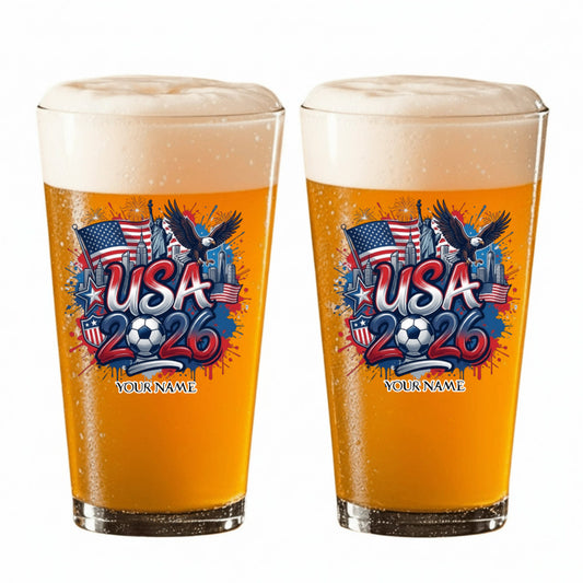 Personalized 2026 Soccer Beer Glass - Custom Name & Icon | Gift For Soccer Fans