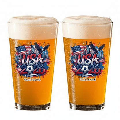 Personalized 2026 Soccer Beer Glass - Custom Name & Icon | Gift For Soccer Fans