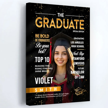 Personalized Graduation Photo Magazine Cover Poster / Canvas - Graduate Season Gift For Class of 2026