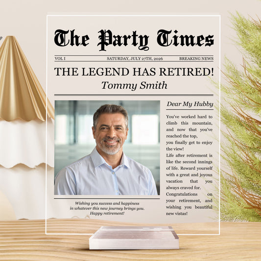 “Happy Retirement” - The Party Times Personalized Acrylic Photo Plaque