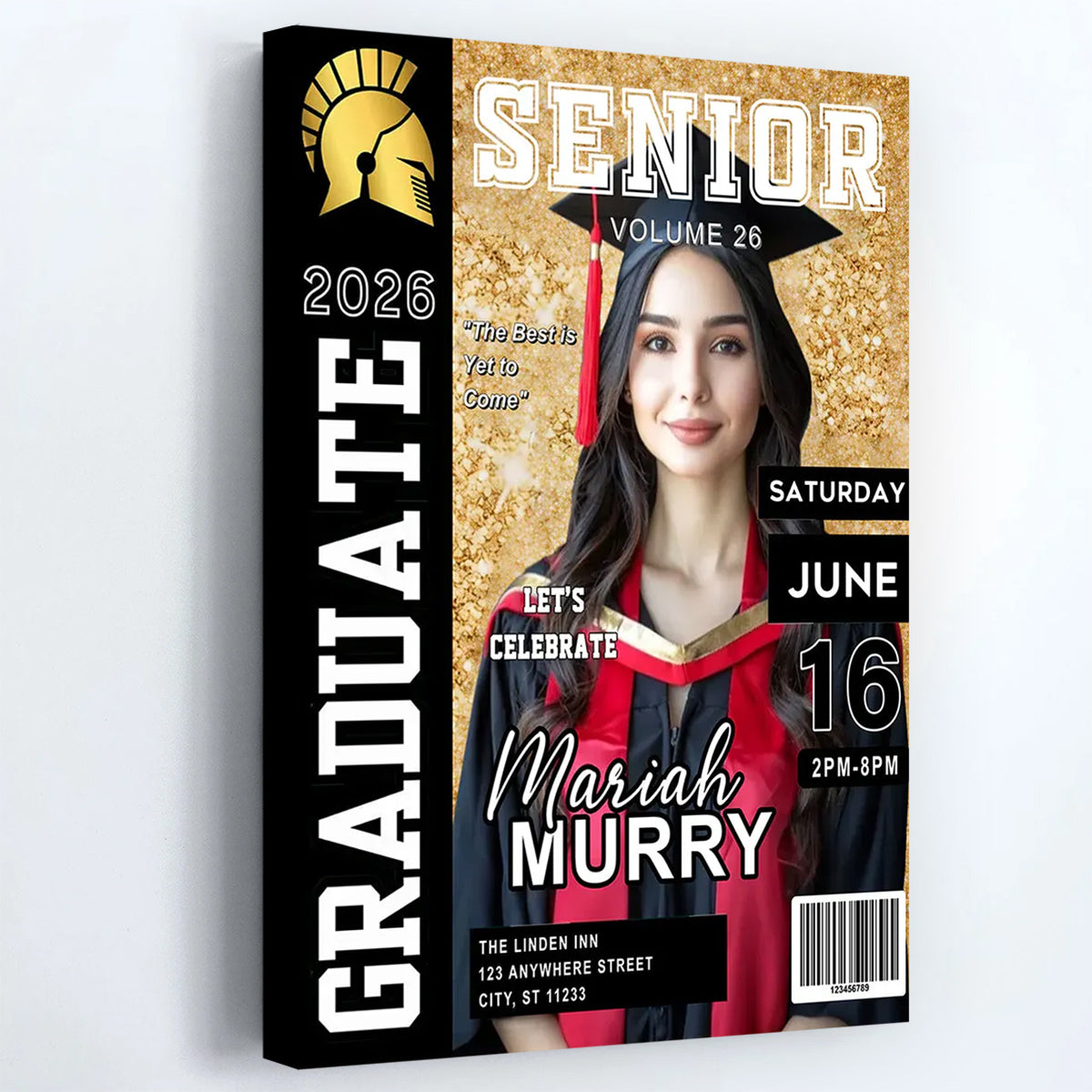 Personalized Graduation Magazine Cover Canvas / Poster - New Graduate Gift for Him or Her